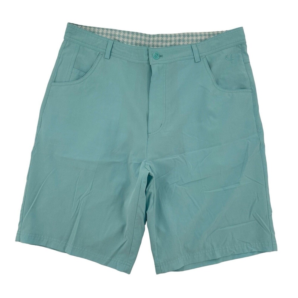 Short Par 4 Golf Shorts  Light Blue Performance Stretch Flat Front Mens Size 34
